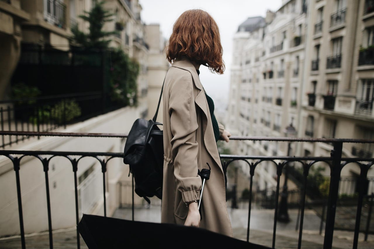 Outside the Grand Palais. Brown is the colour of the season, on and off the runway.